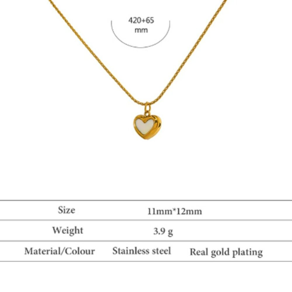 Small Heart Natural Shell Pendant Necklace 18 K Plated Stainless Steel N… - Picture 5 of 8